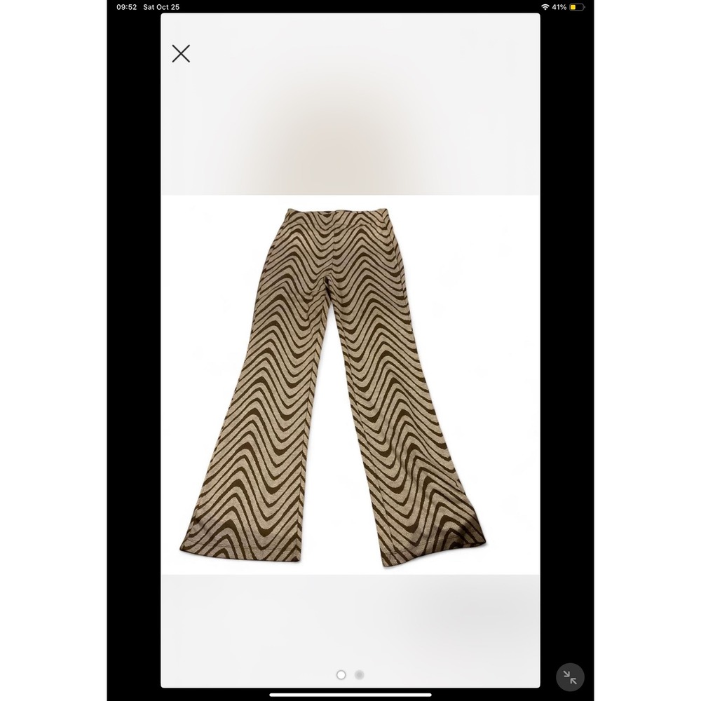 Urban Outfitters Brown Beige Wavy Stripe Bell Bottom Pants Size S‎
